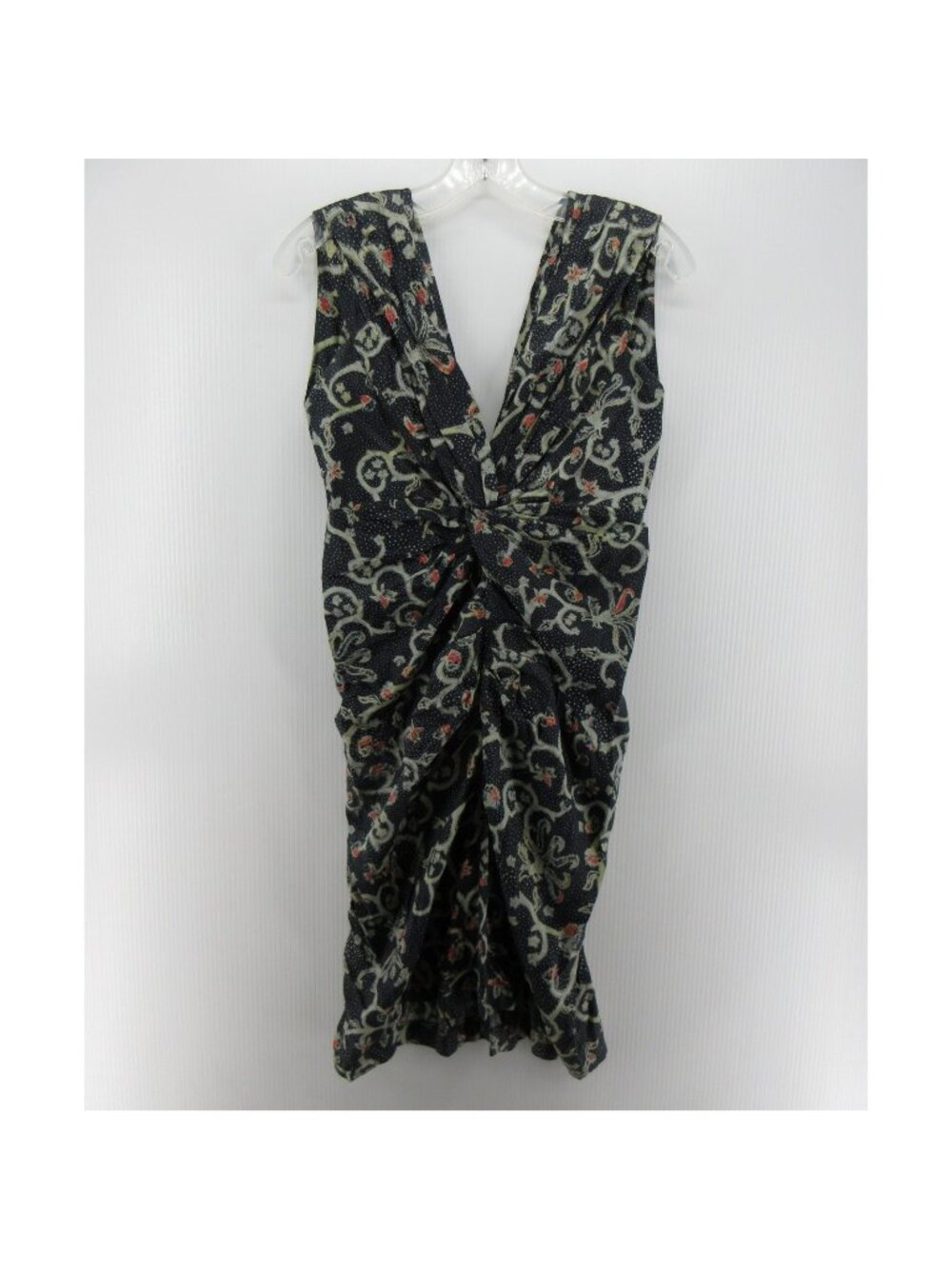 Isabel Marant Etoile Dress 40 Navy Twisted Ruched Mini Floral US 8